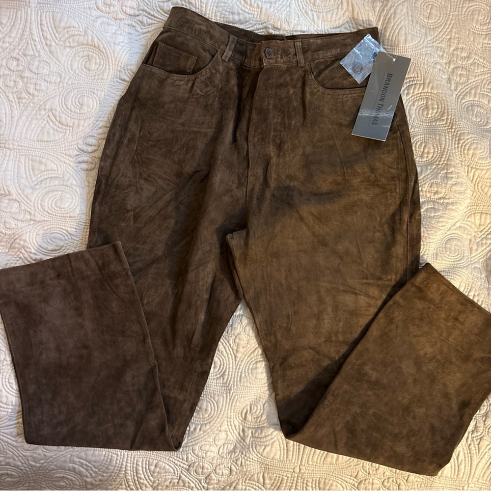 Brandon Thomas Women's Suede Pants in Deep Brown